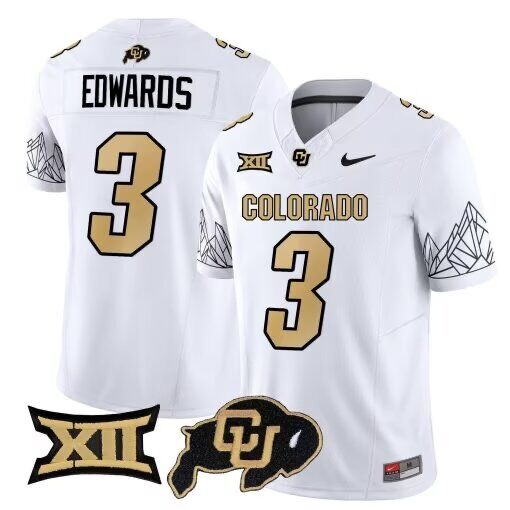 Men Sanders Buffaloes #3 Edwards white 2024 Nike NCAA jersey